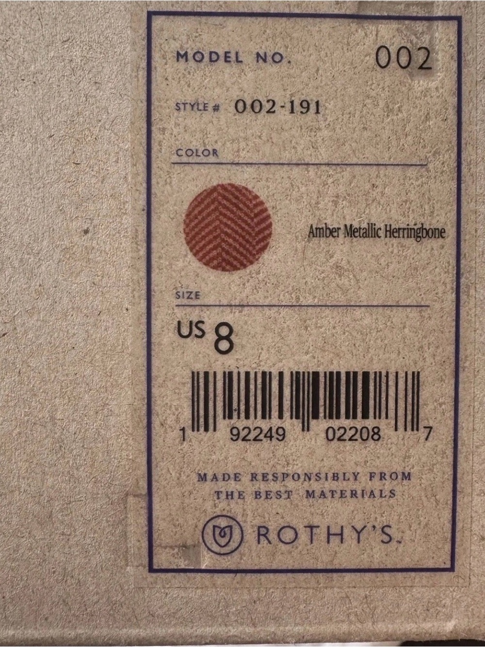 Rothy's The Point Flats Amber Metallic Herringbone Womens Size 8 - Picture 13 of 14